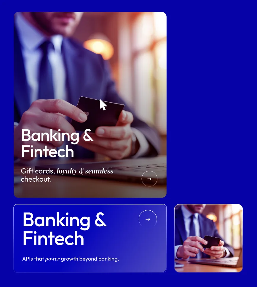 Category cards for Banking and Fintech