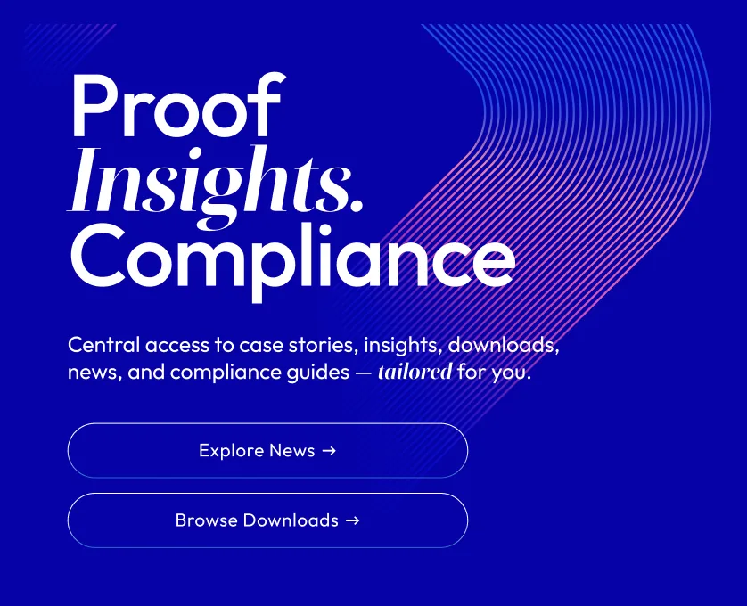Resources teaser: “Proof. Insights. Compliance.”