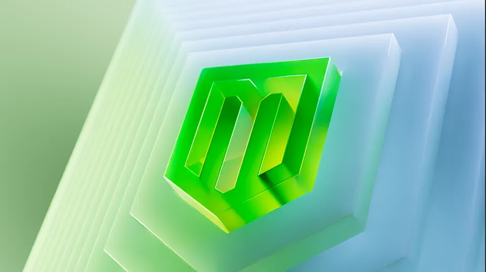 The shield in green glass on pale layers