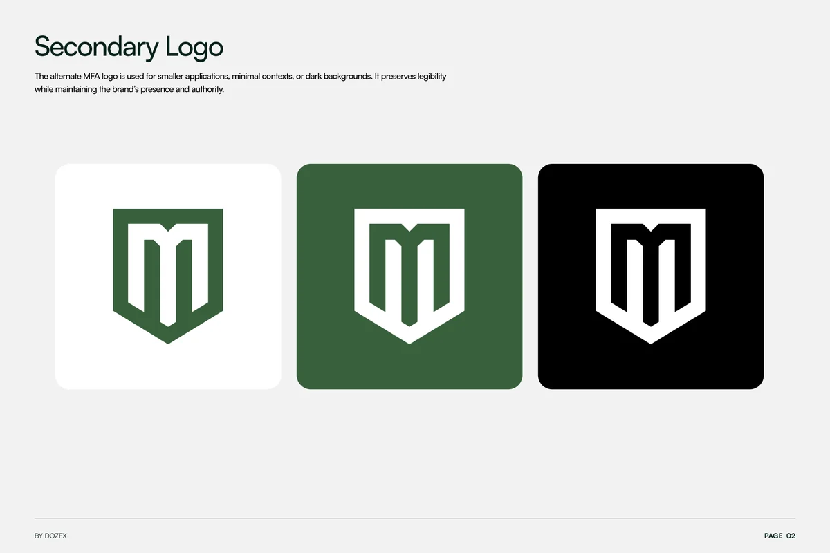 Secondary logo: the shield alone as an icon in green, white and black