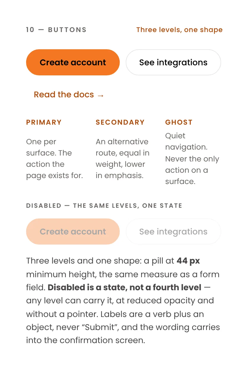 Buttons in three levels and one shape