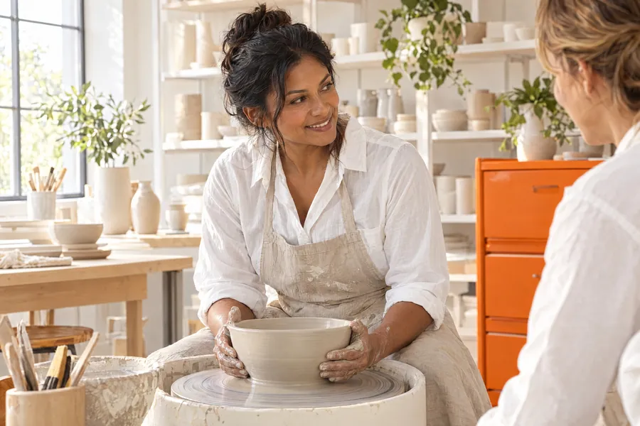 Visual world, Ceramics: a merchant scene with orange in the room
